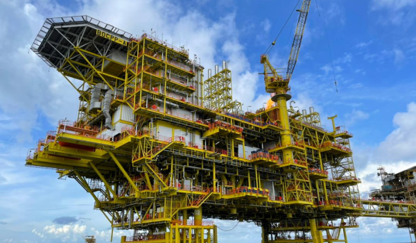 An offshore oil and gas rig
