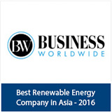 Business Worldwide - Best Renewable Energy Company in Asia 2016 award logo